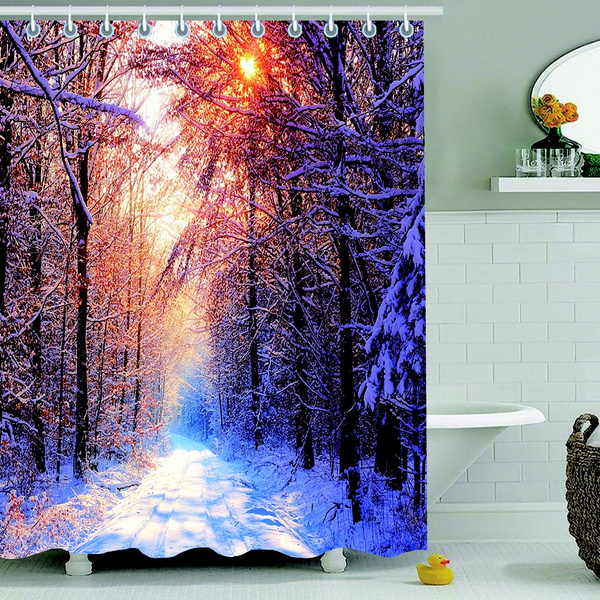 Winter Natural Scenery Series Bathroom, Novelty Shower Curtain