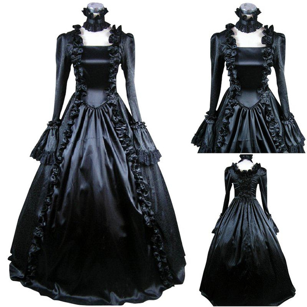 Women Lolita Victorian Gothic Dress Ruffle Steampunk Evening Vintage ...
