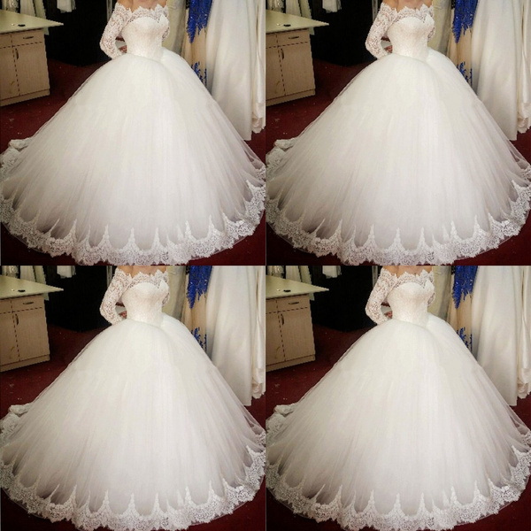 Vestidos De Novia Lace Ball Gown Long Sleeves Wedding Dresses 2018 Casamento Lace Wedding Gowns Plus Size Dress | Wish