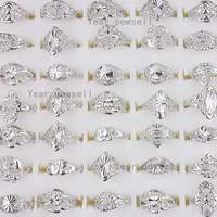 Bulk Lot Of 20 Silver Plated Carved Flower Vintage Rings – Mix Sizes 7-10 – Wholesale