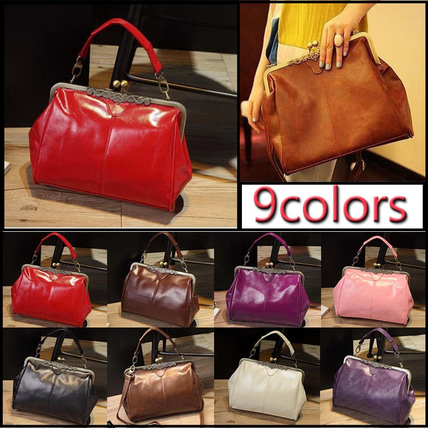 Bolso retro de moda para mujer, bolsos de mensajero, bolso de hombro de  cuero Pu Retro, bolsos de compras informales para mujer, 9 colores | Wish