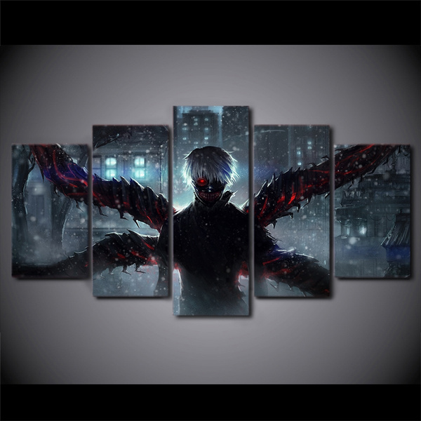 Unframed 5 Piece Canvas Art Hd Print Tokyo Ghoul Ken Kaneki Home Decor Painting Wall Pictures For Living Room Oil Painting Wish