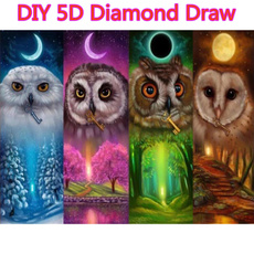 5D DIY Full drill Diamond drawing Cross Stitch Four seasons owl Rhinestone Embroidery Mosaic Home decor gift
