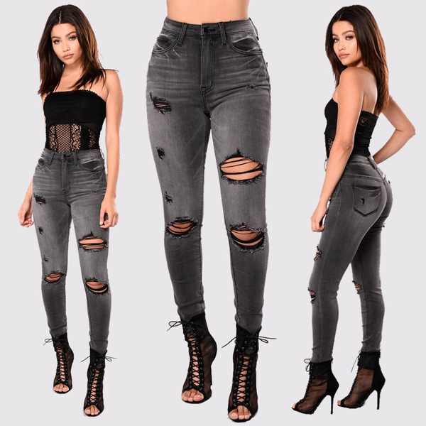 black faded ripped jeans womens