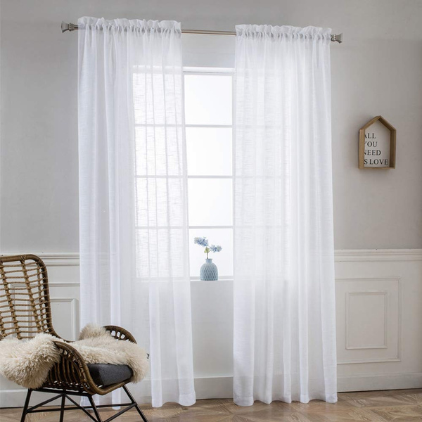 1 Panel Double Panels Sheer Curtains For Living Room Rod Pocket Faux Linen Patio Sliding Glass Door Wish 1 Panel Double Panels Sheer Curtains, Sheer Curtains For Sliding Glass Doors