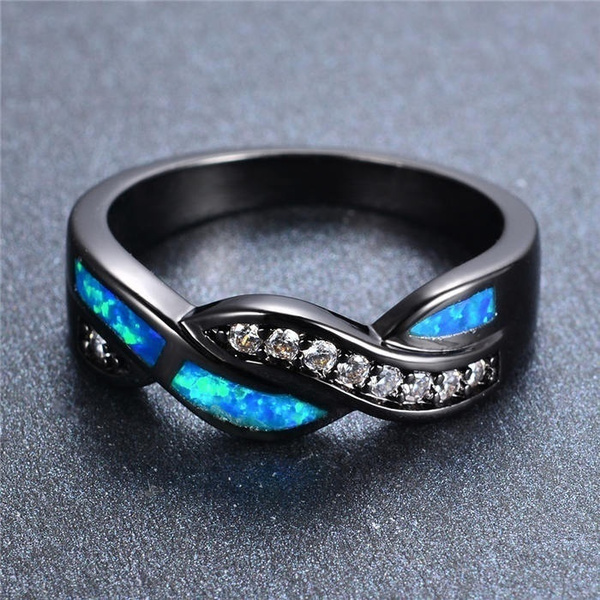 Blue fire clearance opal engagement rings