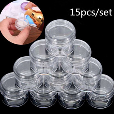 15pcs Transparent Plastic Round Empty Jar Pot Face Cream Cosmetic Storage Bottle