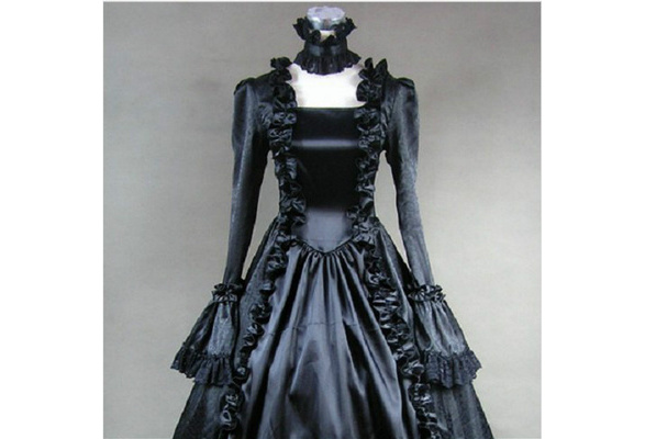 Women Lolita Victorian Gothic Dress Ruffle Steampunk Evening Vintage  Costume New