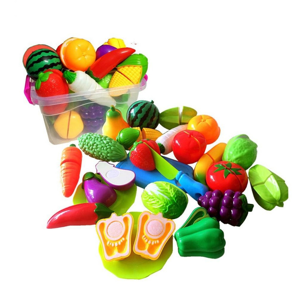 New Cut Food Fruits And Vegetables Mushrooms Pretend Play Toys For Children Kids 