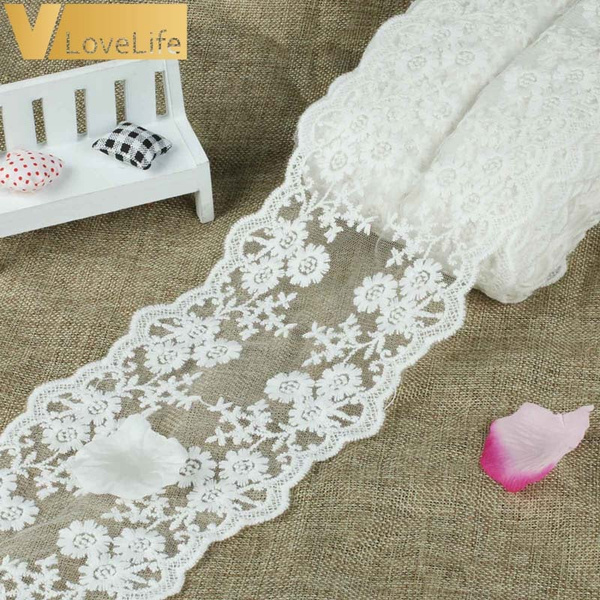 10 Yards Lovely Cotton Lace Trim, White Ribbon Lace, White Cotton Lace Trim  for Bridal, Sewing, Applique, Gift Wrap, Crafting 