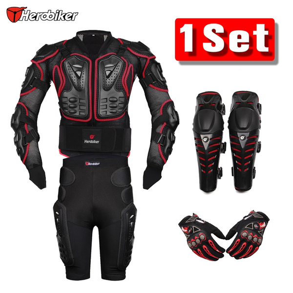 Motorcycle Body Armored Hip Protector Impact Shorts Elbow Guard Knee Pads Gloves 