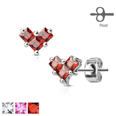 Steel, Heart, Jewelry, Stud