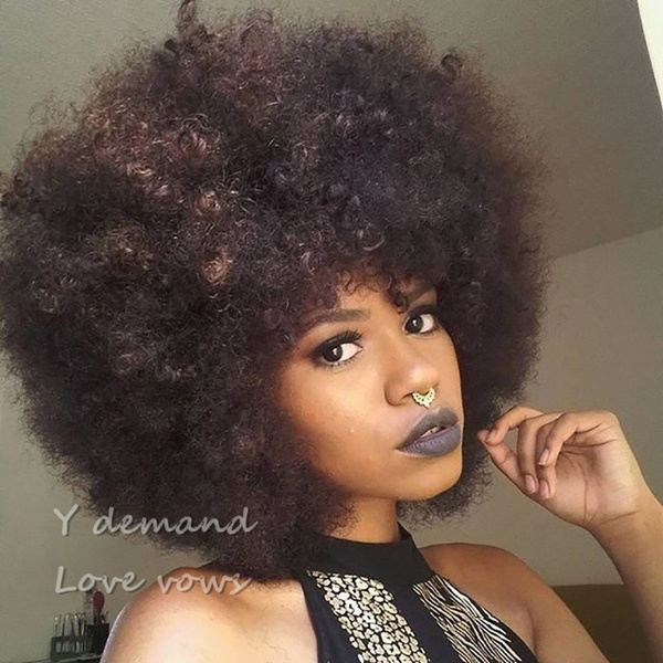 Short Curly Afro Wigs For Women Full Wigs Black Ombre Brown African American Wigs Color Brown Wish