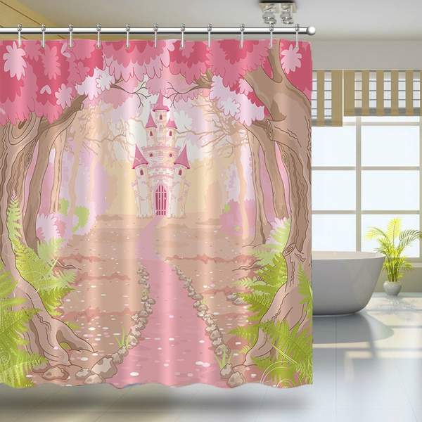 Fairy Tale Path Princess Castle, Fantasy Forest Shower Curtain