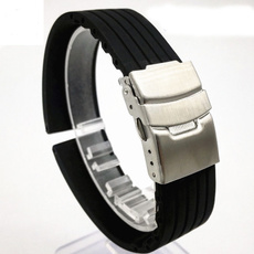 Mens 18-24mm Waterproof Silicone Rubber Wrist Watch Strap Band Deployment Buckle