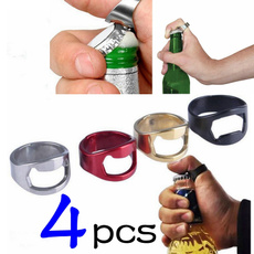 4PCS Stainless Steel Creative Versatile Finger Ring Bottle Opener Bar Beer Tools Kitchen Accessories (Color:Random Color)