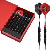 6 Pack Professional 20g Grams Keel Style Non-slip Soft Tip Darts Set with Case Red Black Alumiunm Darts Shafts 2 Types Flights for Electronic Dartboards