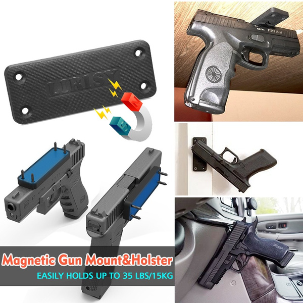 Safe HQ Rubber Coated Magnetic Gun Mount For Handgun Easy Conceal in Car Shotgun Tactical Firearm Accessory Rifle Strong Magnetic Holster Military-Grade Gun Magnet 2-Pack 40lbs Rated SaberSouth Truck