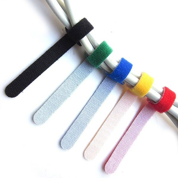 10x Reusable Nylon Hook and Loop Strap Cable Tie Wire Rope with Buckle Black 