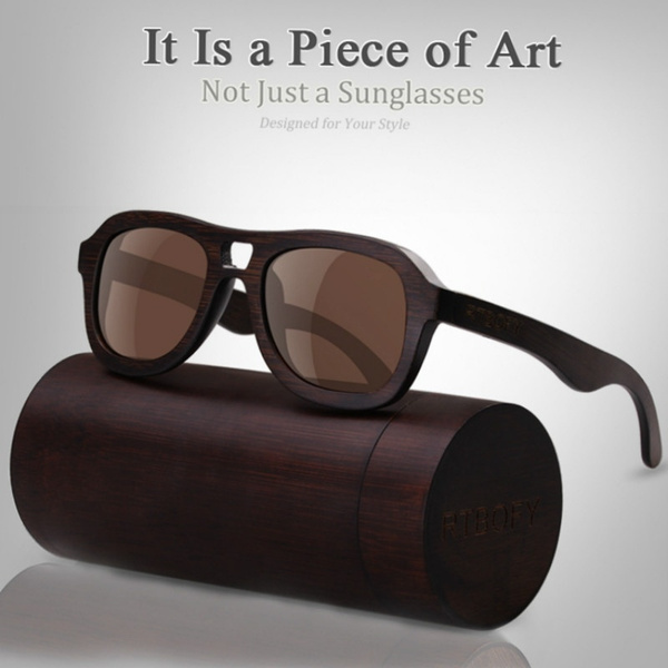 Polarized Wood Sunglasses for Men Women - Bamboo Wood Sunglasses with Case  | eBay