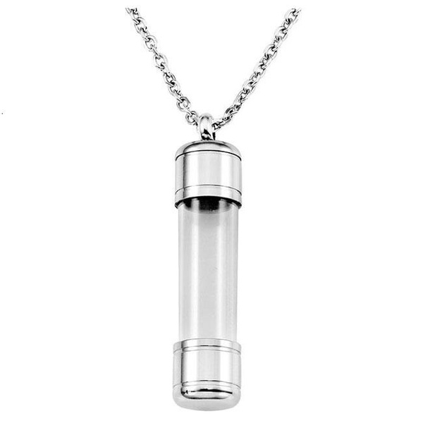 Baoblaze 6Pcs Stainless Steel Tube Keepsake Necklace with Cylinder Memorial Locket Pendant Vial Bottle Clear Container for Men Women 