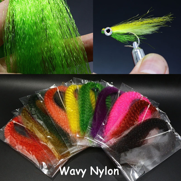 Fishing lure durable wavy nylon fibers saltwater Fly tying Materials DIY  jig lures Robust Tinsel fins body material