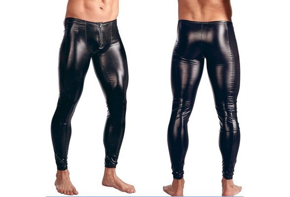 Mens Sexy Latex Mens Leather Briefs With PVC And Faux Leather