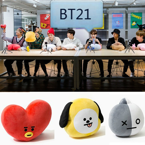 Kpop BTS BT21 Cute Plush Toy Cooky Shooky Tata Pillow Stuffed Doll Sofa  Cushion 40x30cm