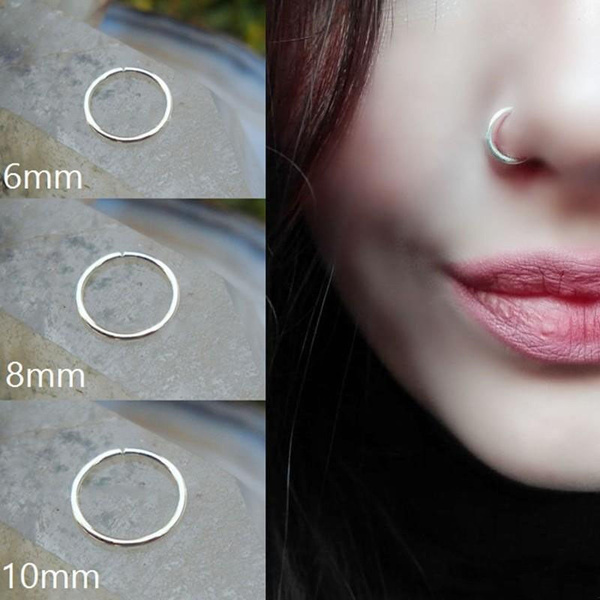 Details about   20G Surgical Steel Thin Small Silver Nose Ring Hoop Cartilage Piercing Stud Gift