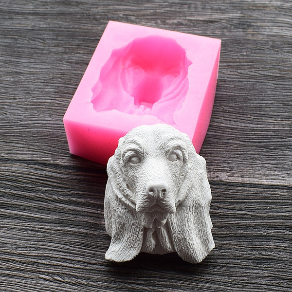 BIASTNR 3D Dog Candle Mold 3D Dog Silicone Candle Molds Cute Puppy Soap Molds Chocolate Cake Baking Moulds Fondant Cake Dog Molds 