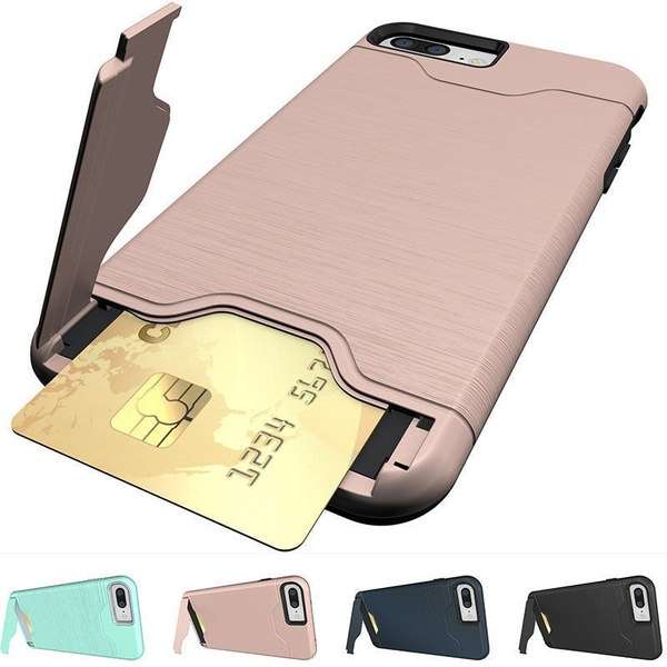 For Iphone X 8 Plus Shockproof Brushed Card Pocket Kickstand Hybrid Protective Case Cover For Iphone 6 6s 7 7 Plus Samsung Galaxy S8 Wish