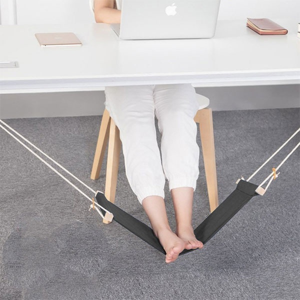 Portable Office Under Desk Feet Hammock Foot Chair Care Tool Foot Stand  Black