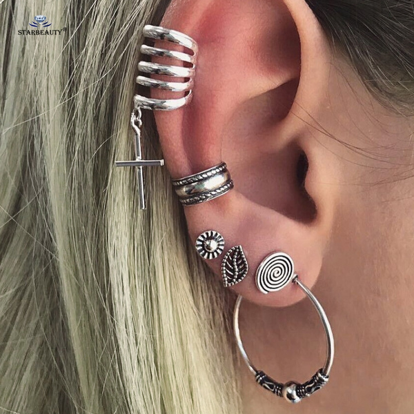 beven plannen het ergste 6 pcs/set Simple Christian Cross Earring Set Ear Piercing Helix Piercing  Cartilage Tragus Cute Leaf C Clip Ring Body Jewelry Earrings Gifts | Wish