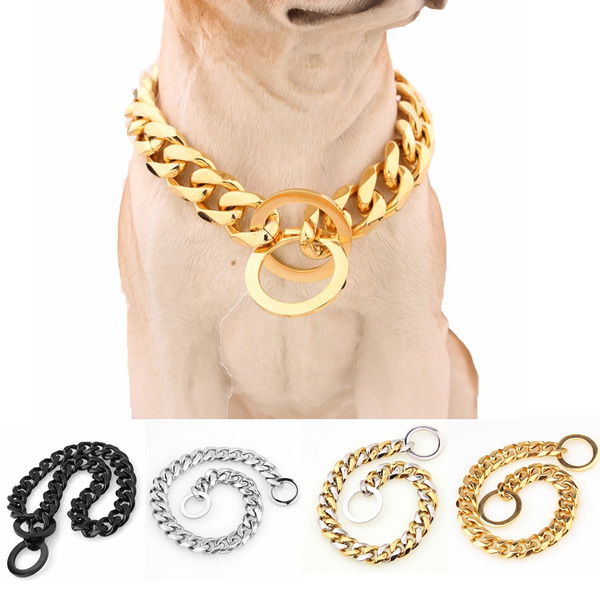 gold choke chain dog collar