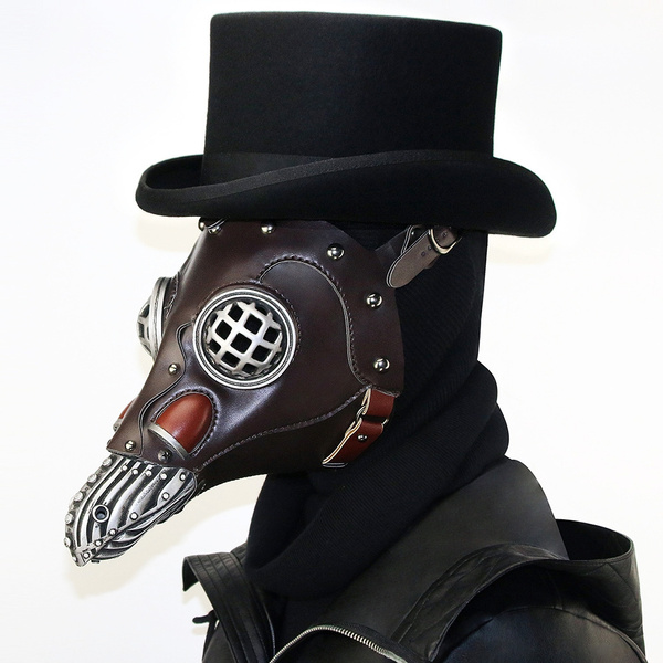 Real Leather Plague Doctor BLACK Mask Exclusive Gothic Steampunk Retro Rock 