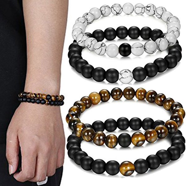 Bracelet perle noir homme