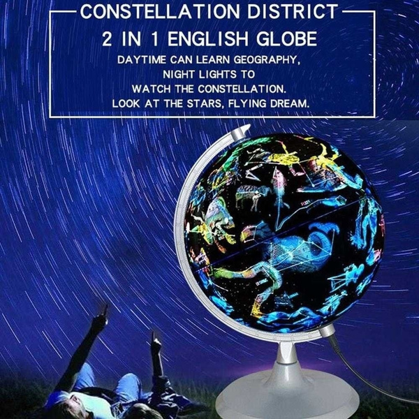 Constellation Illuminated USB World Educational Globe With World Map LED Lights 