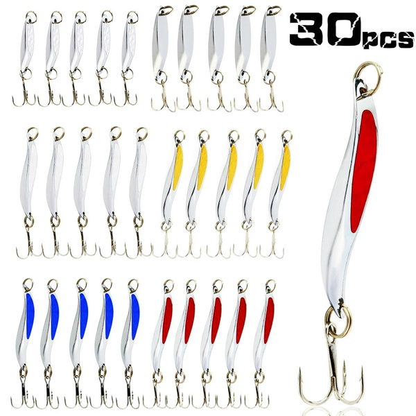 Fishing Lures 30Pcs Deadly Dick Long Jigging Lures and Plain Casting Spoons  Saltwater Freshwater Spinner Spoons Tackle Baits