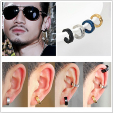 Hip-hop Style, Black Earrings, Stainless Steel, Jewelry