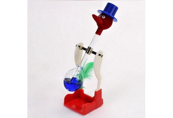 New Drinking Water Bird Novelty Happy Duck Bobbing Toy Retro Glass Desktop  Blue
