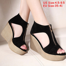 Style Sandals Women Shoes Woman Summer Platform Wedges Vintage High Heels Open Toe with Zippers Sandalias Zapatos Mujer