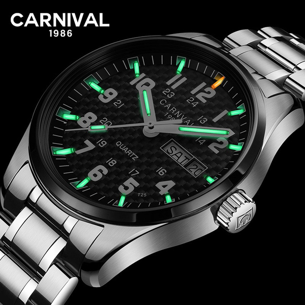 Top luxury brand Clock Carnival Tritium luminous rhinestone military watch  Switzerland quartz men sapphire steel watches New | Wish