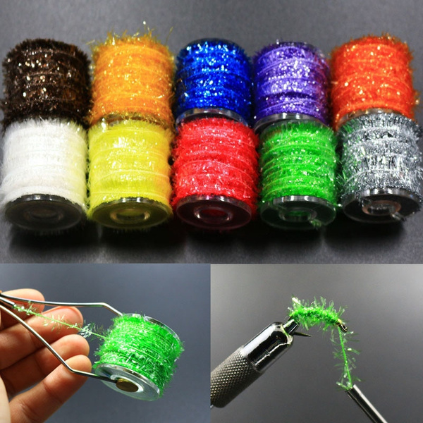 Fly fishing Tinsel Chenille line Crystal Flash pesca bobbin thread lines  fly tying materials for DIY nymphal bugs scud lures line