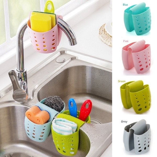 Kitchen Sink Saddle Double Silicone Sponge Holder Sink Rack Storage
