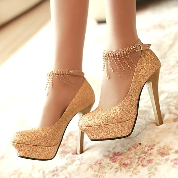 gold bridesmaids shoes