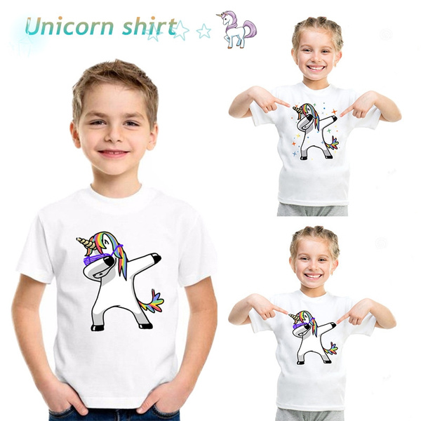 Unicorn Printed Children T - Shirts Cute Kid Boy Short Sleeves