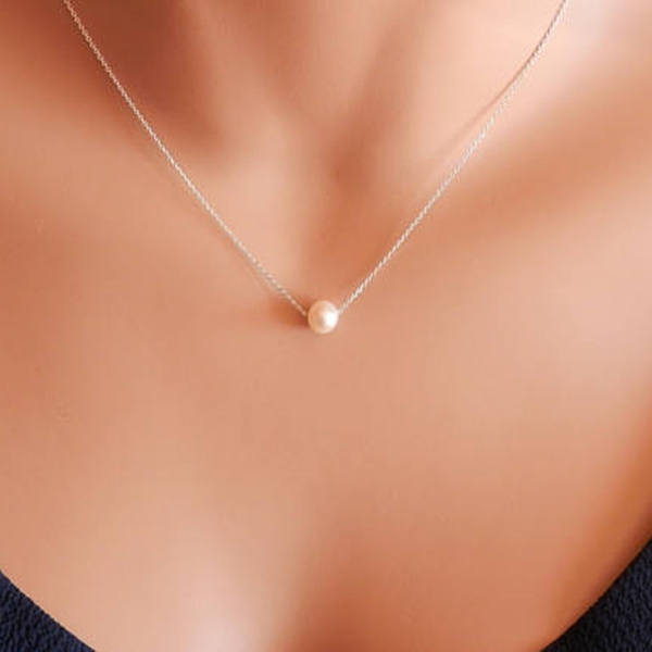 rose gold single pearl necklace