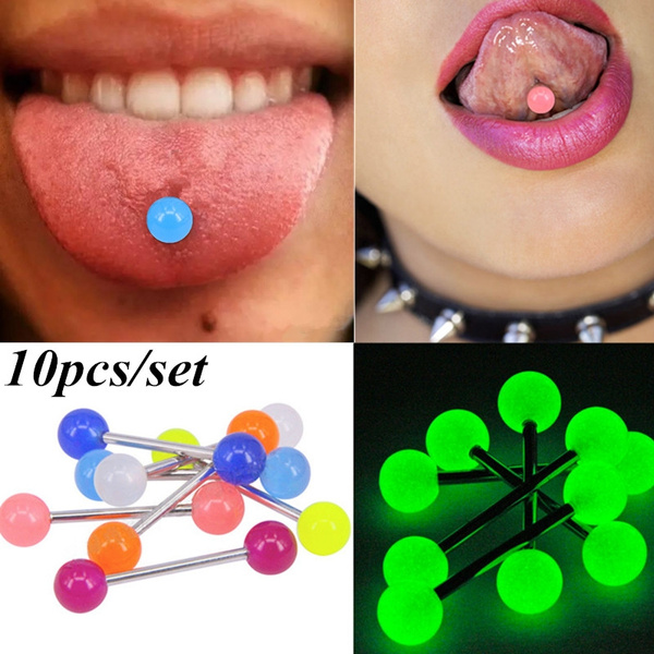 10pcs/Lot Luminous Ball Tongue Piercing Soft Acrylic Nipple Piercing