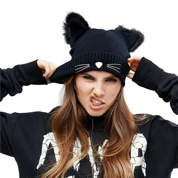 Girls black cheap winter hat