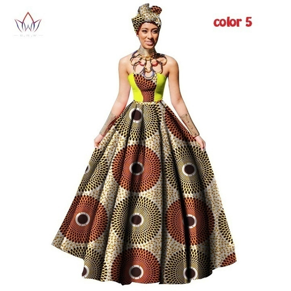 Womens African Dress Dashikis Print Ball Gown Party Dress Maxi and ...